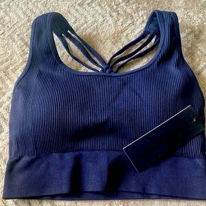NWT dark navy rib seamless Dawson bra size L